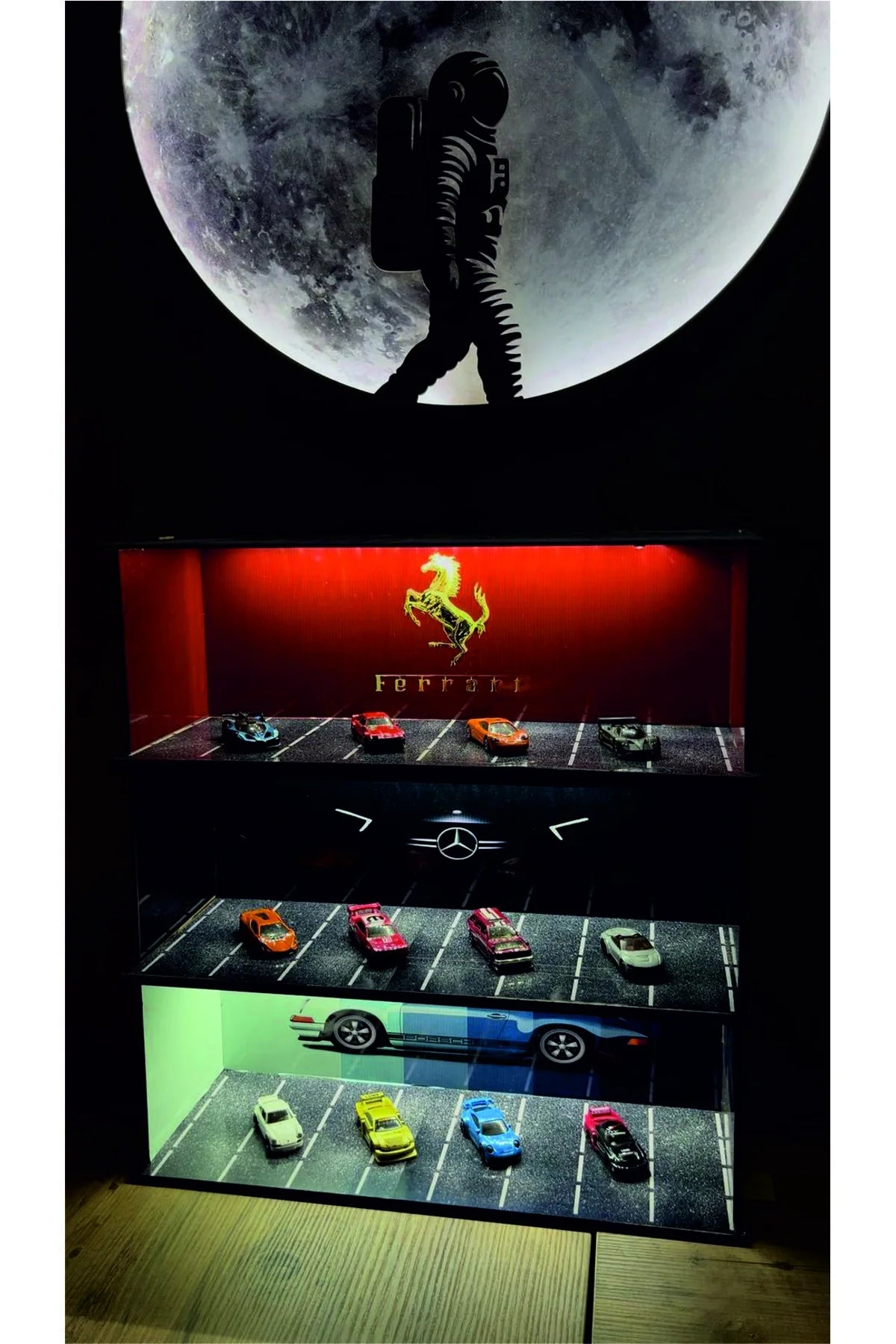 Işıklı Koleksiyonluk Hot Wheels Araba Standı 3 KATLI