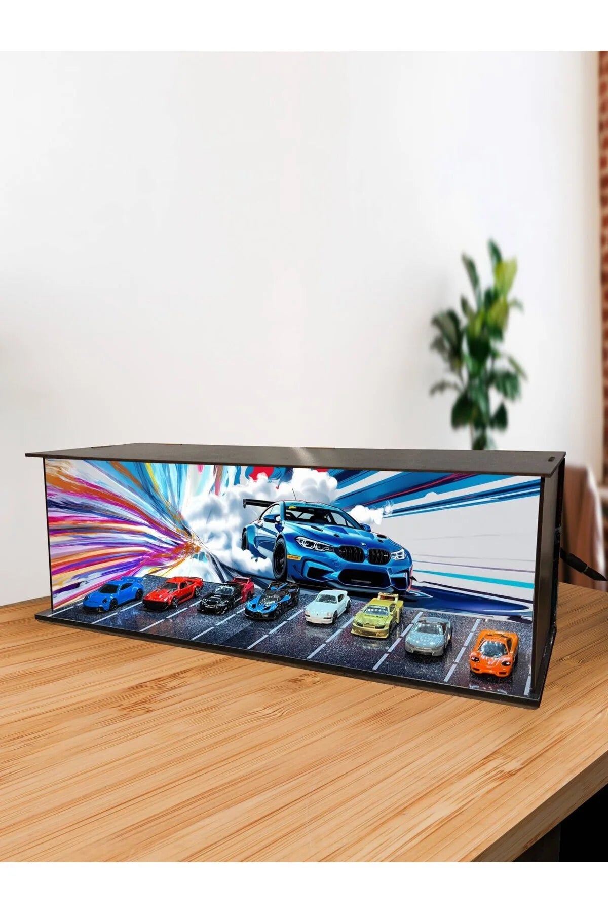 Işıklı Koleksiyonluk Hot Wheels Araba Standı – 45x15x15 cm