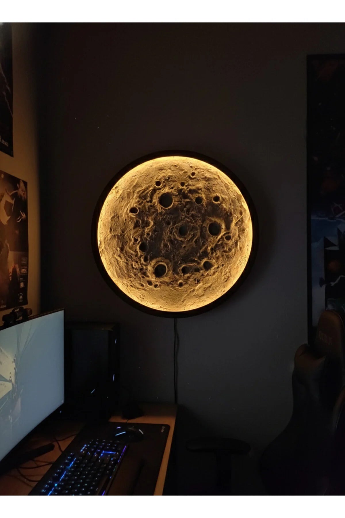 AY DESENLİ 3D KABARTMALI AYDINLATMA DEKOR