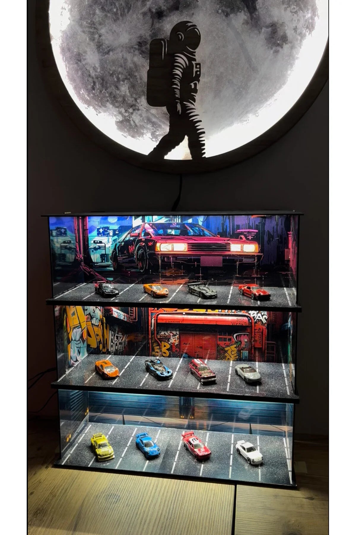 Işıklı Koleksiyonluk Hot Wheels Araba Standı 3 KATLI