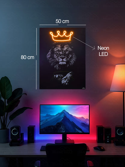 NEON LED TABLO ASLAN TAÇ FİGÜR