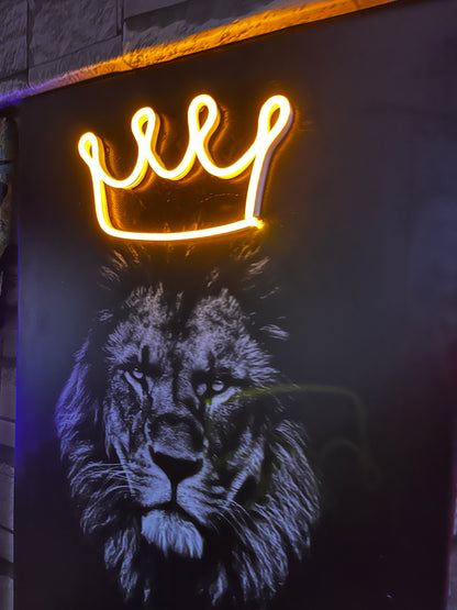 NEON LED TABLO ASLAN TAÇ FİGÜR