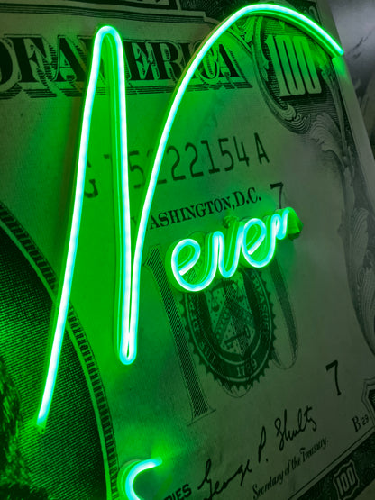 NEON LED TABLO MONEY NEVER SLEEPS