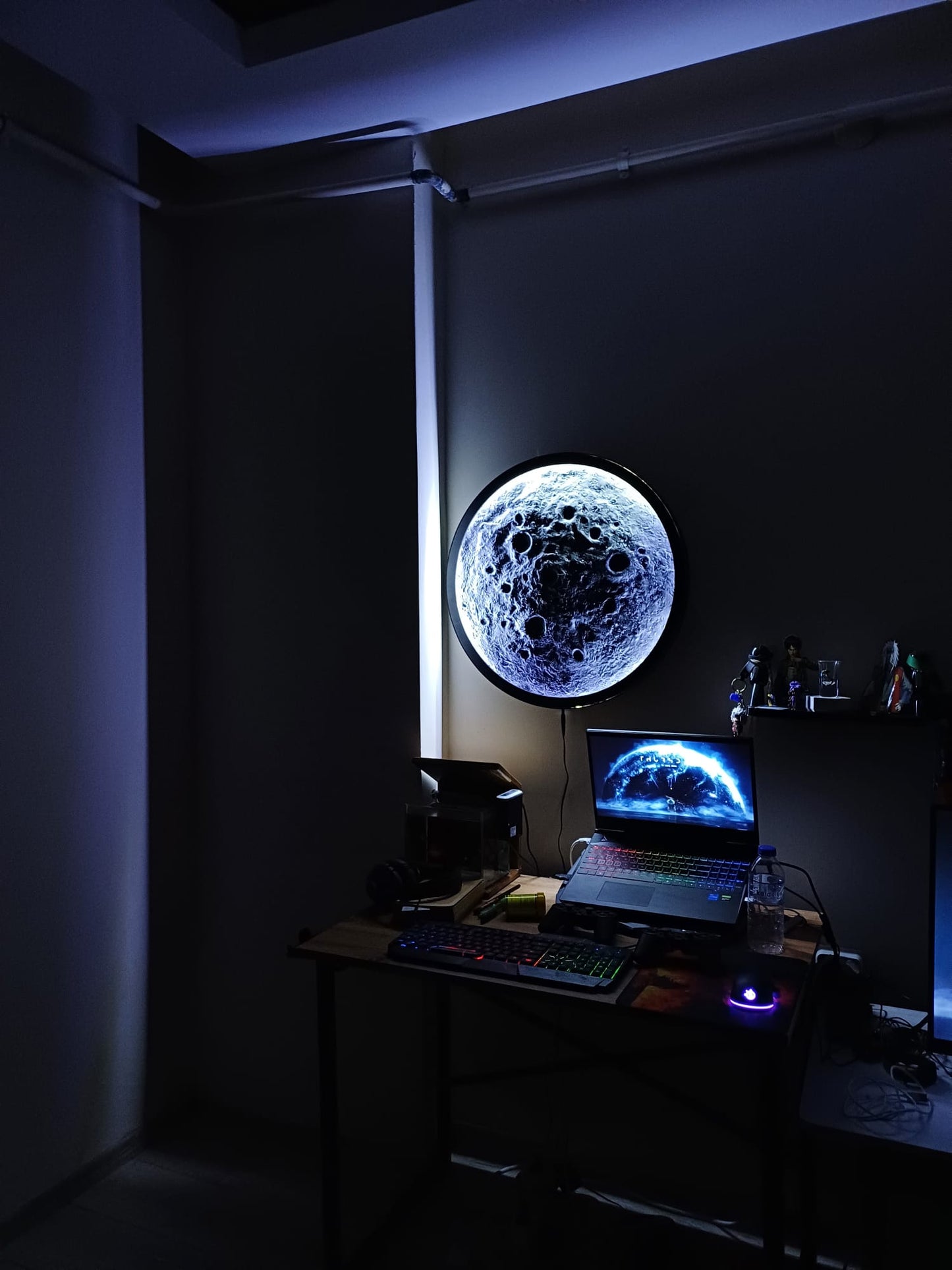 AY DESENLİ 3D KABARTMALI AYDINLATMA DEKOR