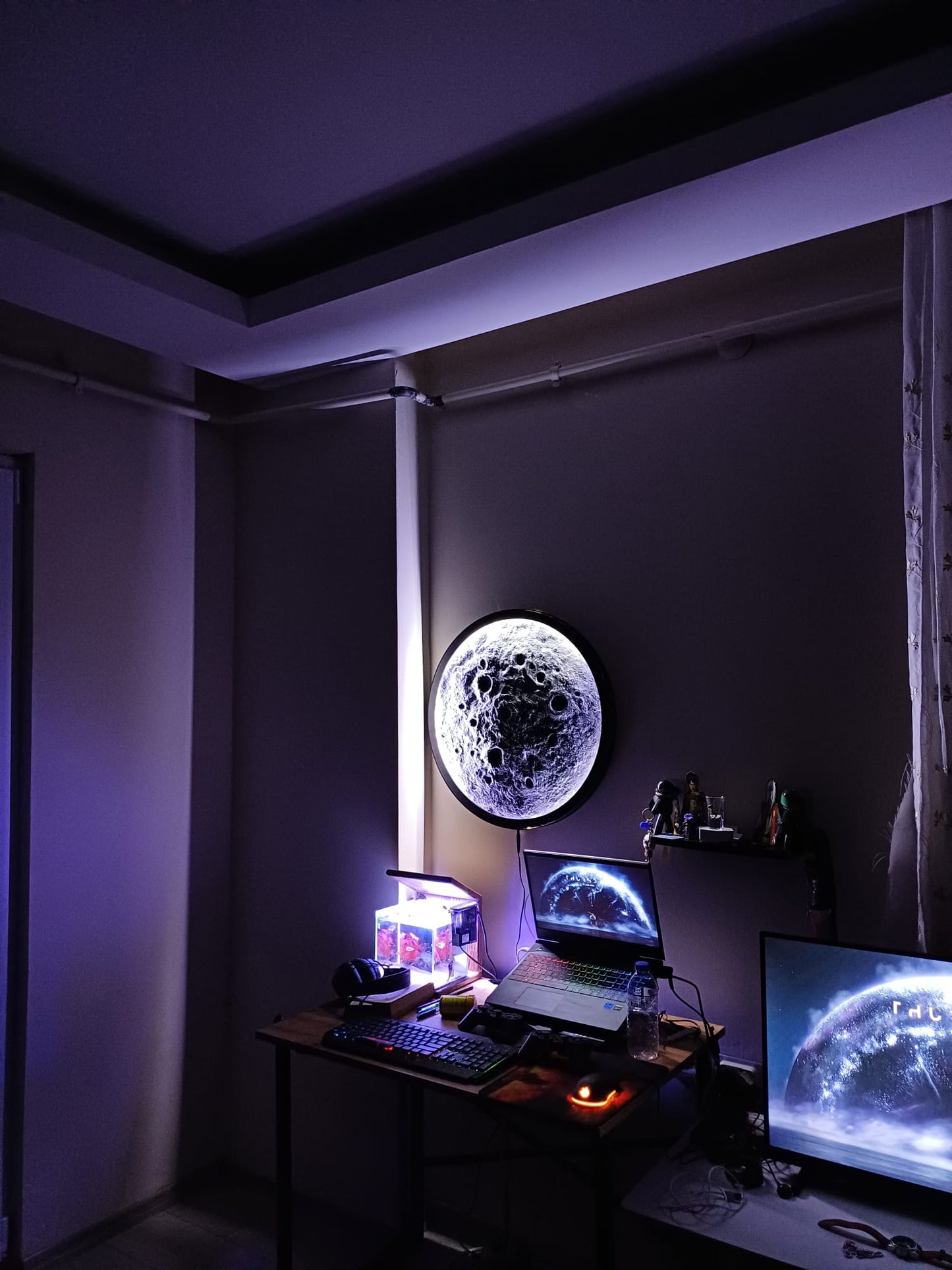 AY DESENLİ 3D KABARTMALI AYDINLATMA DEKOR