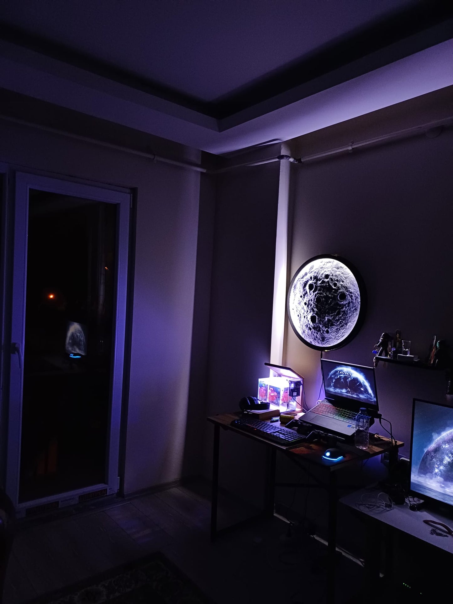 AY DESENLİ 3D KABARTMALI AYDINLATMA DEKOR