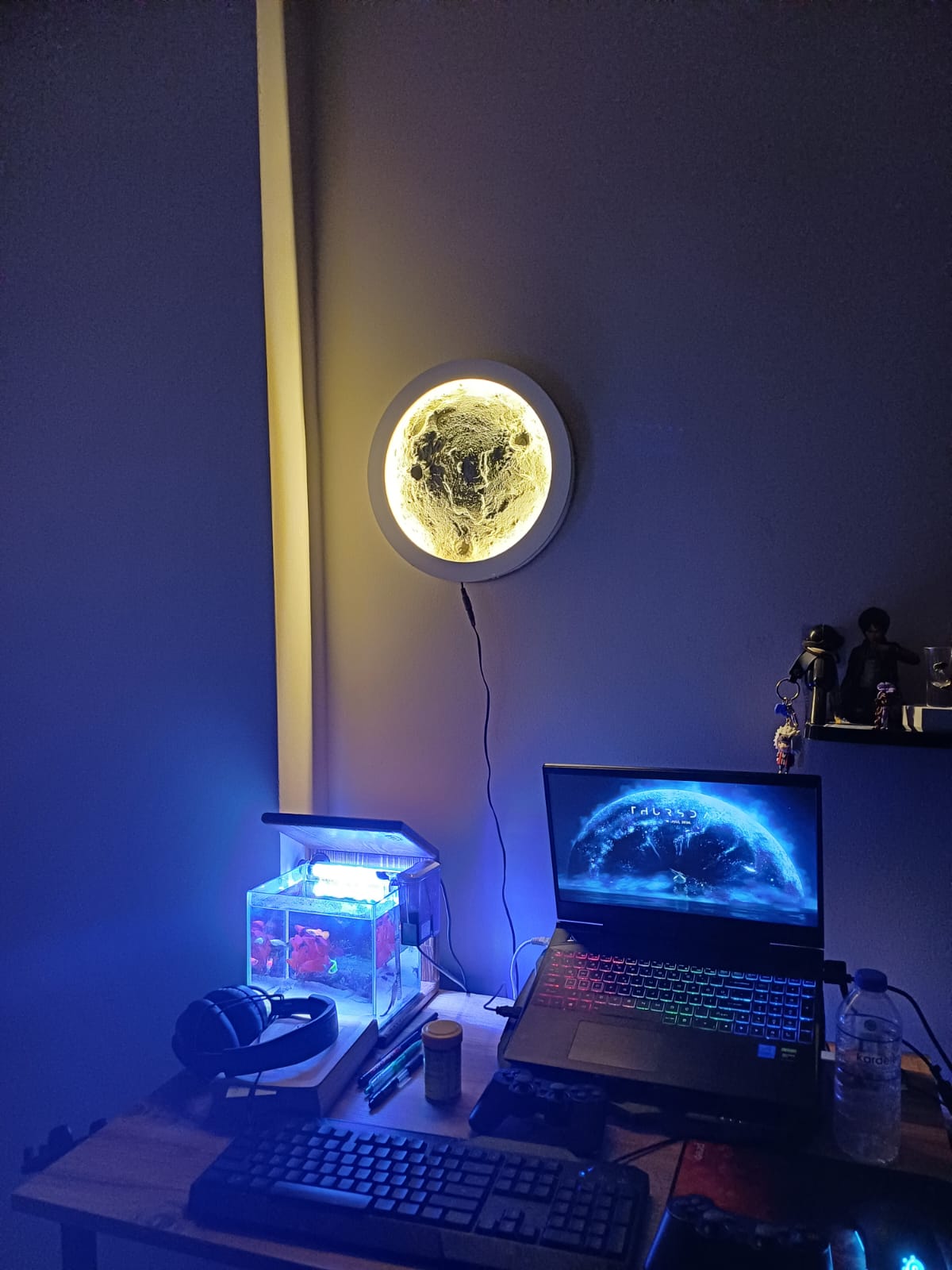 AY DESENLİ 3D KABARTMALI AYDINLATMA DEKOR