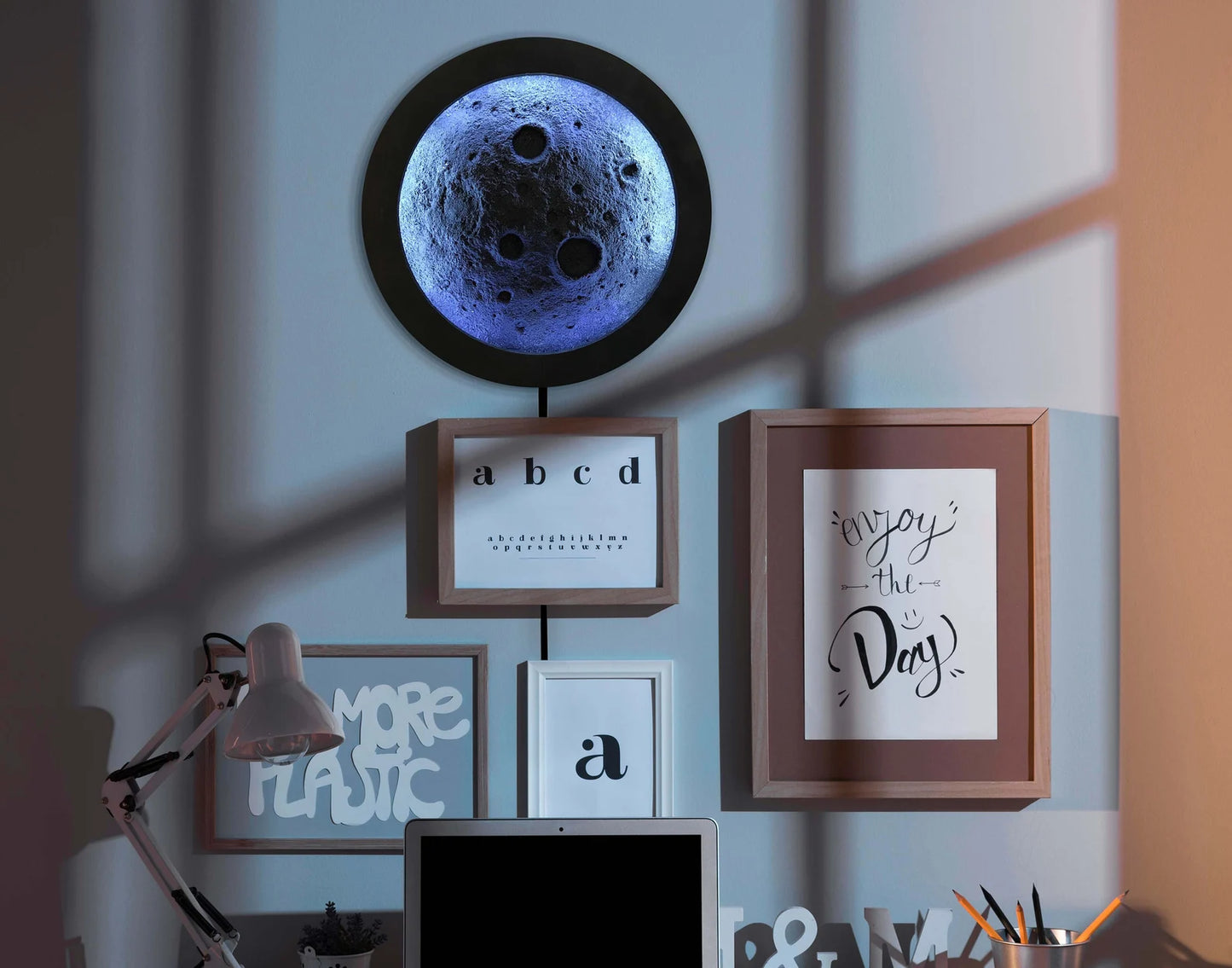 AY DESENLİ 3D KABARTMALI AYDINLATMA DEKOR